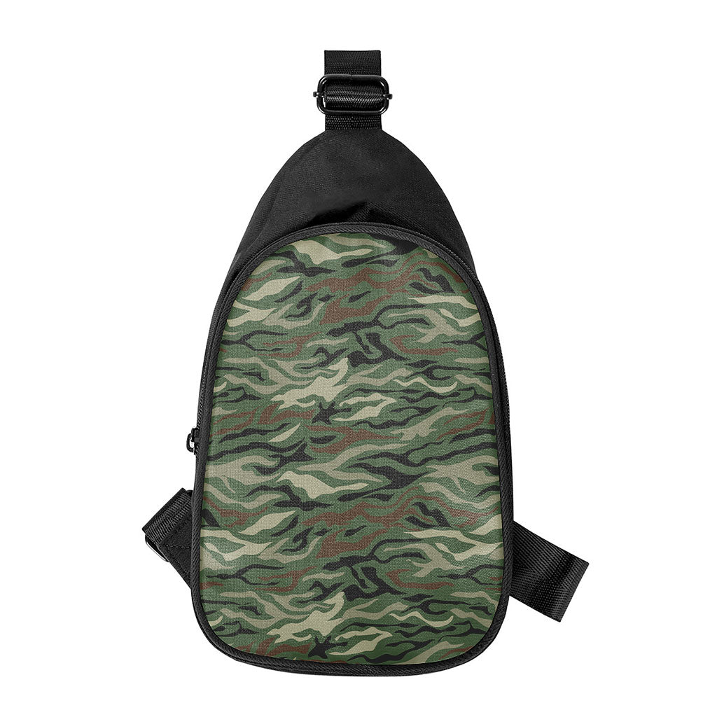 Green Camo Zebra Pattern Print Chest Bag