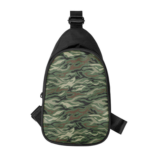 Green Camo Zebra Pattern Print Chest Bag