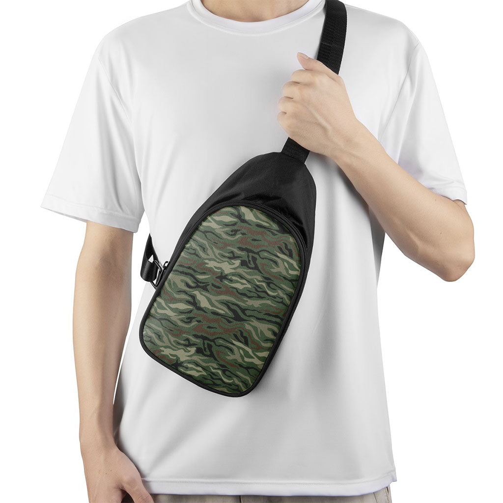 Green Camo Zebra Pattern Print Chest Bag