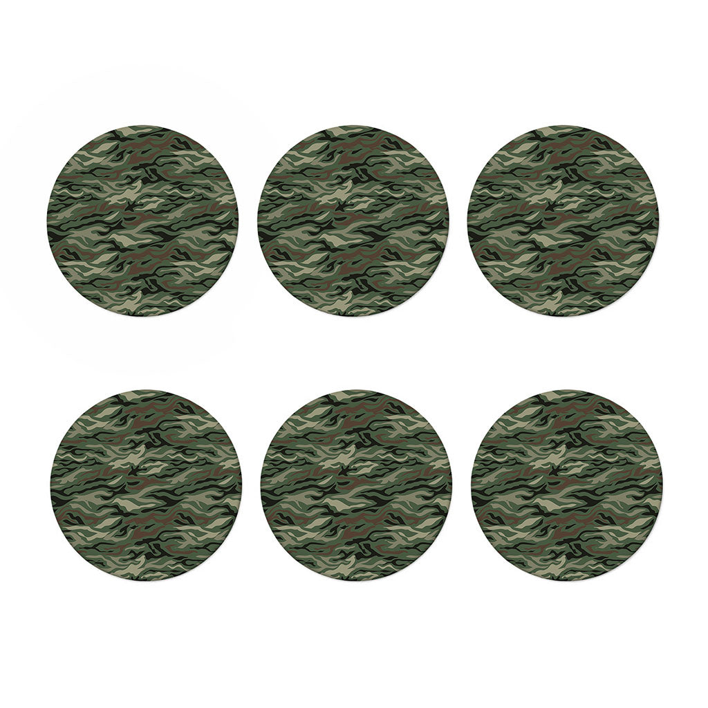 Green Camo Zebra Pattern Print Coaster Set