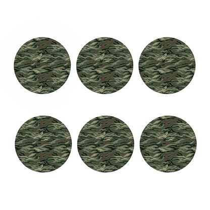 Green Camo Zebra Pattern Print Coaster Set