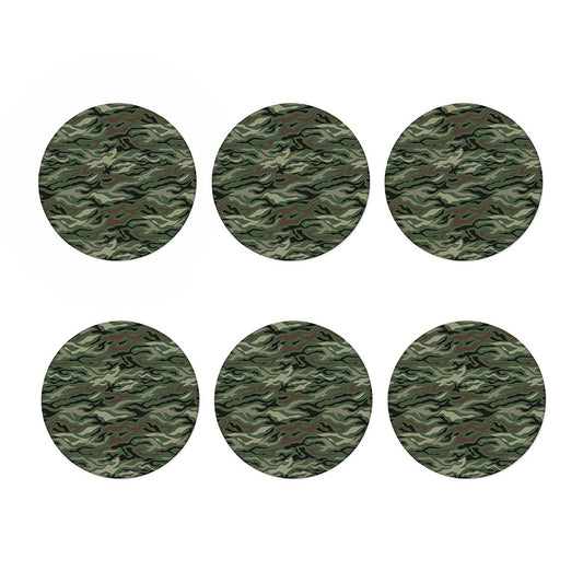 Green Camo Zebra Pattern Print Coaster Set