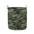 Green Camo Zebra Pattern Print Collapsible Laundry Basket