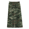 Green Camo Zebra Pattern Print Cotton Front Slit Maxi Skirt