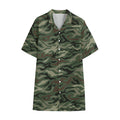 Green Camo Zebra Pattern Print Cotton Hawaiian Shirt
