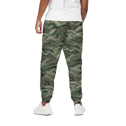 Green Camo Zebra Pattern Print Cotton Pants