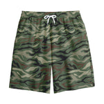 Green Camo Zebra Pattern Print Cotton Shorts