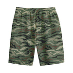Green Camo Zebra Pattern Print Cotton Shorts