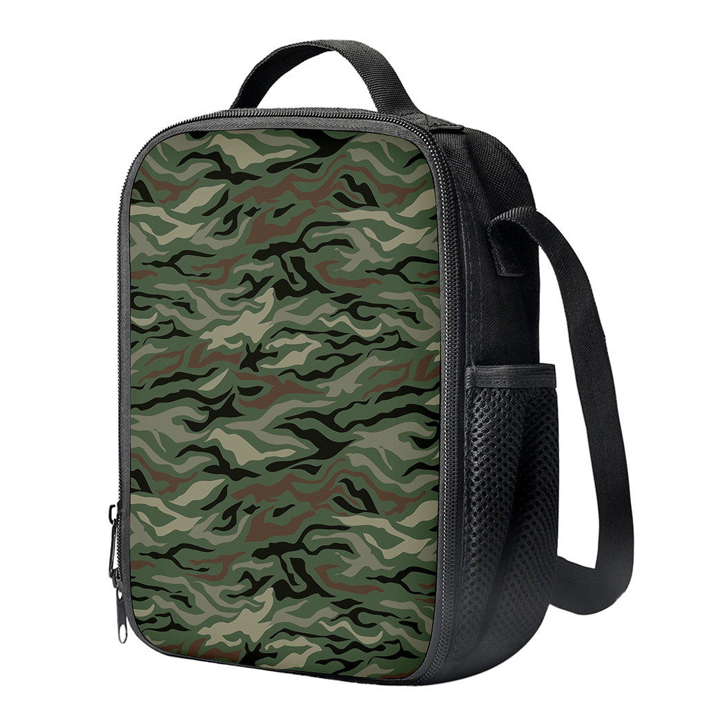 Green Camo Zebra Pattern Print Crossbody Lunch Bag