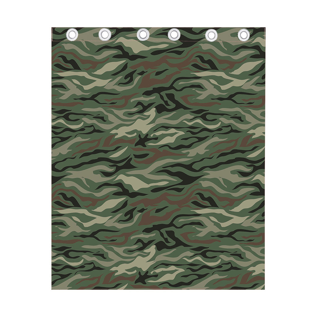 Green Camo Zebra Pattern Print Curtain
