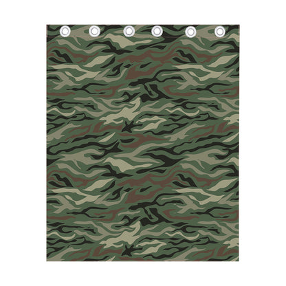 Green Camo Zebra Pattern Print Curtain