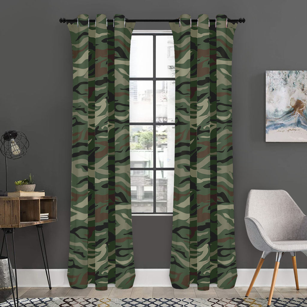 Green Camo Zebra Pattern Print Curtain