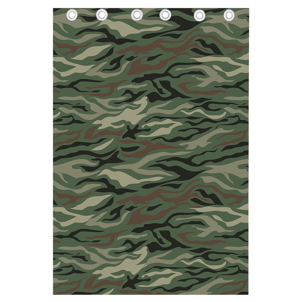 Green Camo Zebra Pattern Print Curtain