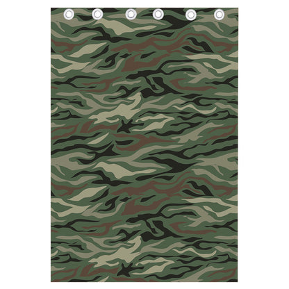 Green Camo Zebra Pattern Print Curtain