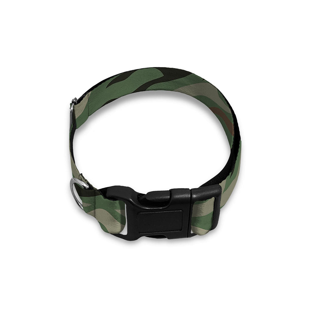 Green Camo Zebra Pattern Print Dog Collar