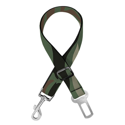 Green Camo Zebra Pattern Print Dog Seat Belt