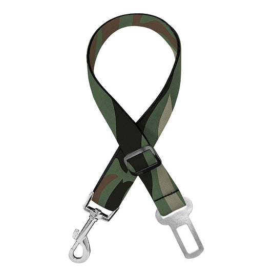 Green Camo Zebra Pattern Print Dog Seat Belt