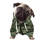 Green Camo Zebra Pattern Print Dog Zip Up Hoodie