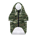 Green Camo Zebra Pattern Print Dog Zip Up Hoodie