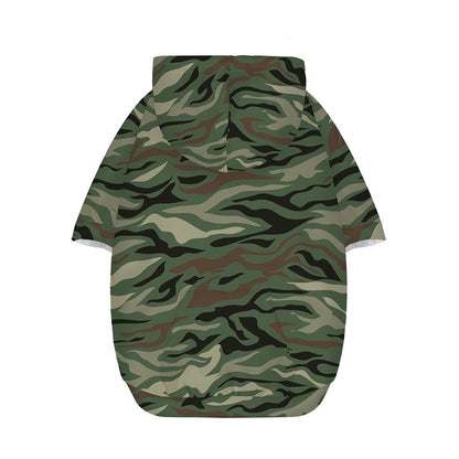 Green Camo Zebra Pattern Print Dog Zip Up Hoodie