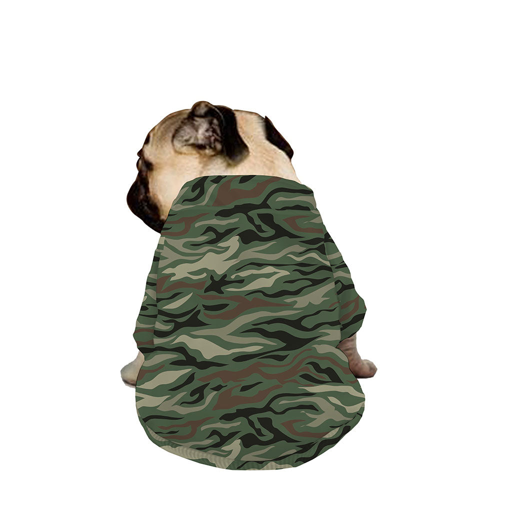 Green Camo Zebra Pattern Print Dog Zip Up Jacket