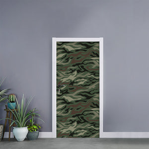 Green Camo Zebra Pattern Print Door Sticker