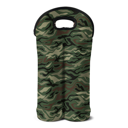 Green Camo Zebra Pattern Print Double Neoprene Wine Tote