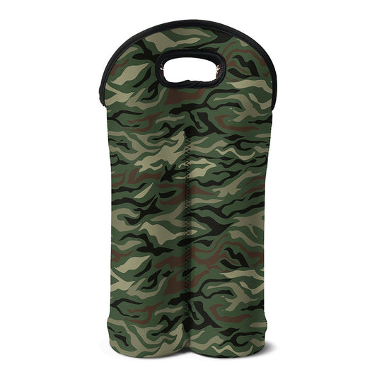 Green Camo Zebra Pattern Print Double Neoprene Wine Tote