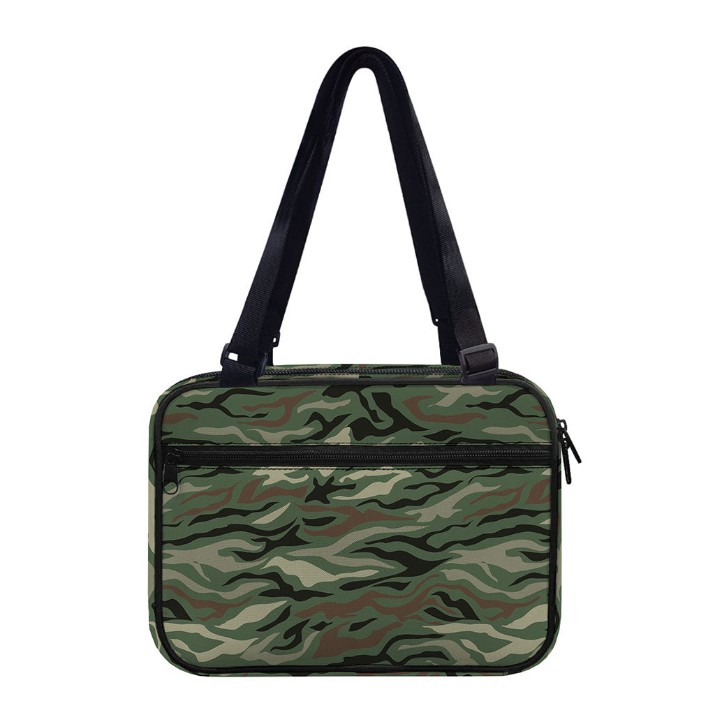 Green Camo Zebra Pattern Print Double Strap Bible Bag