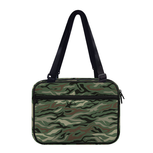 Green Camo Zebra Pattern Print Double Strap Bible Bag
