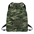 Green Camo Zebra Pattern Print Drawstring Backpack