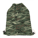 Green Camo Zebra Pattern Print Drawstring Bag