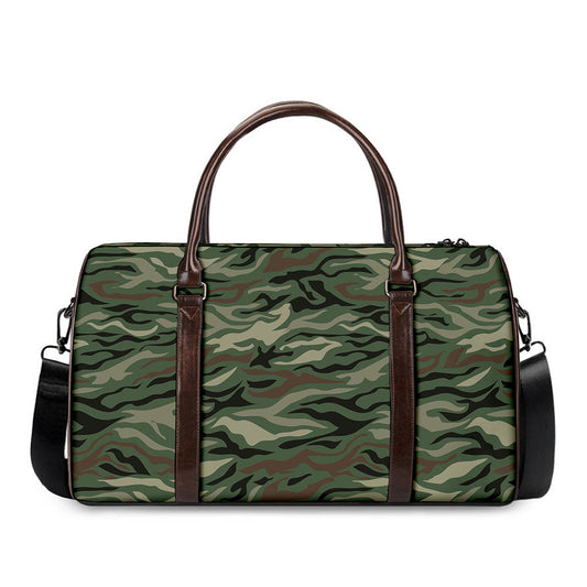 Green Camo Zebra Pattern Print Duffle Bag