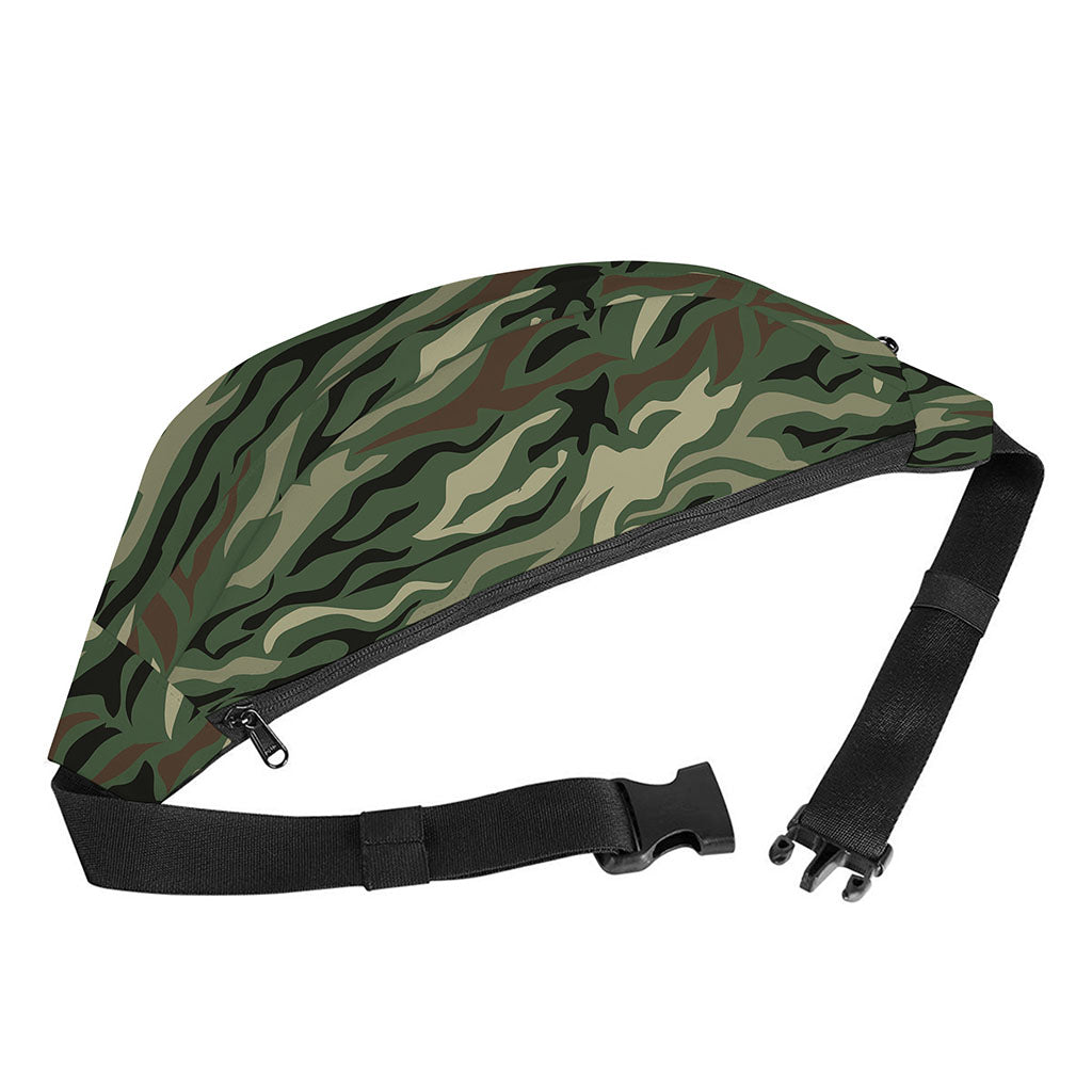 Green Camo Zebra Pattern Print Fanny Pack
