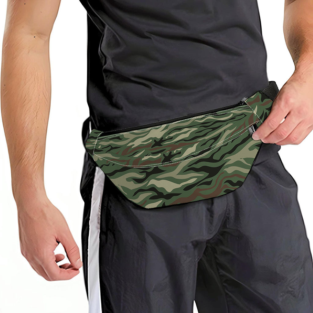 Green Camo Zebra Pattern Print Fanny Pack
