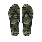Green Camo Zebra Pattern Print Flip Flops
