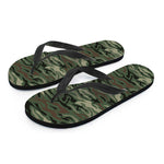 Green Camo Zebra Pattern Print Flip Flops