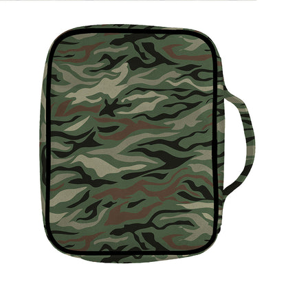 Green Camo Zebra Pattern Print Front Pocket Bible Bag
