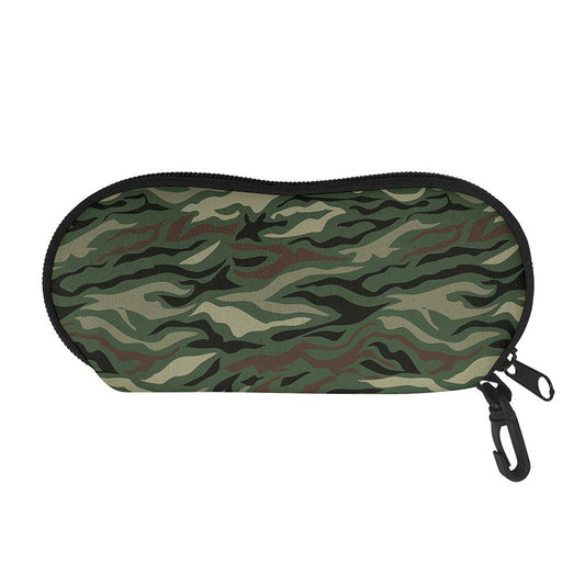 Green Camo Zebra Pattern Print Glasses Case