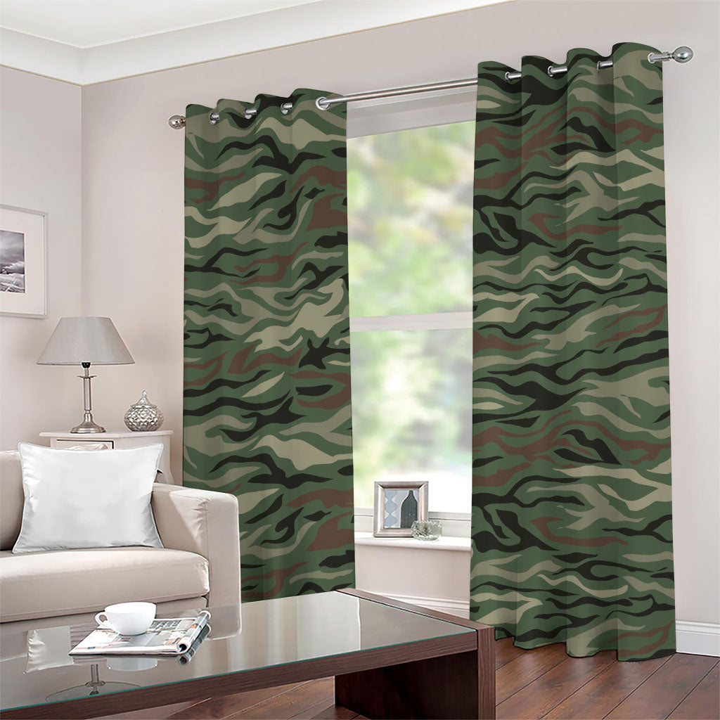 Green Camo Zebra Pattern Print Grommet Curtains