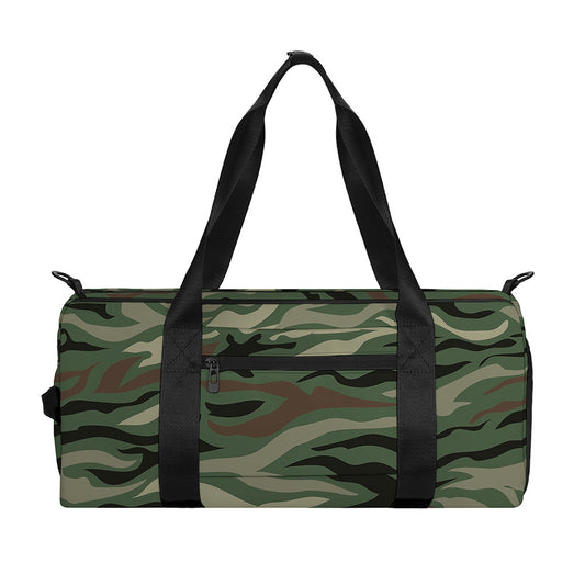 Green Camo Zebra Pattern Print Gym Bag