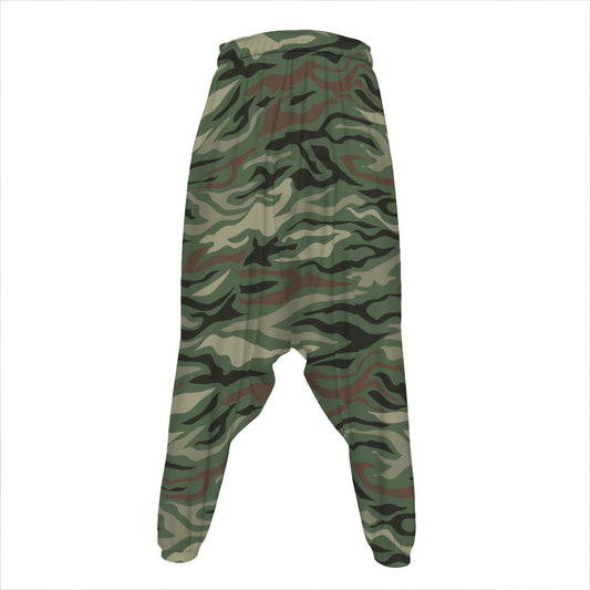 Green Camo Zebra Pattern Print Hammer Pants