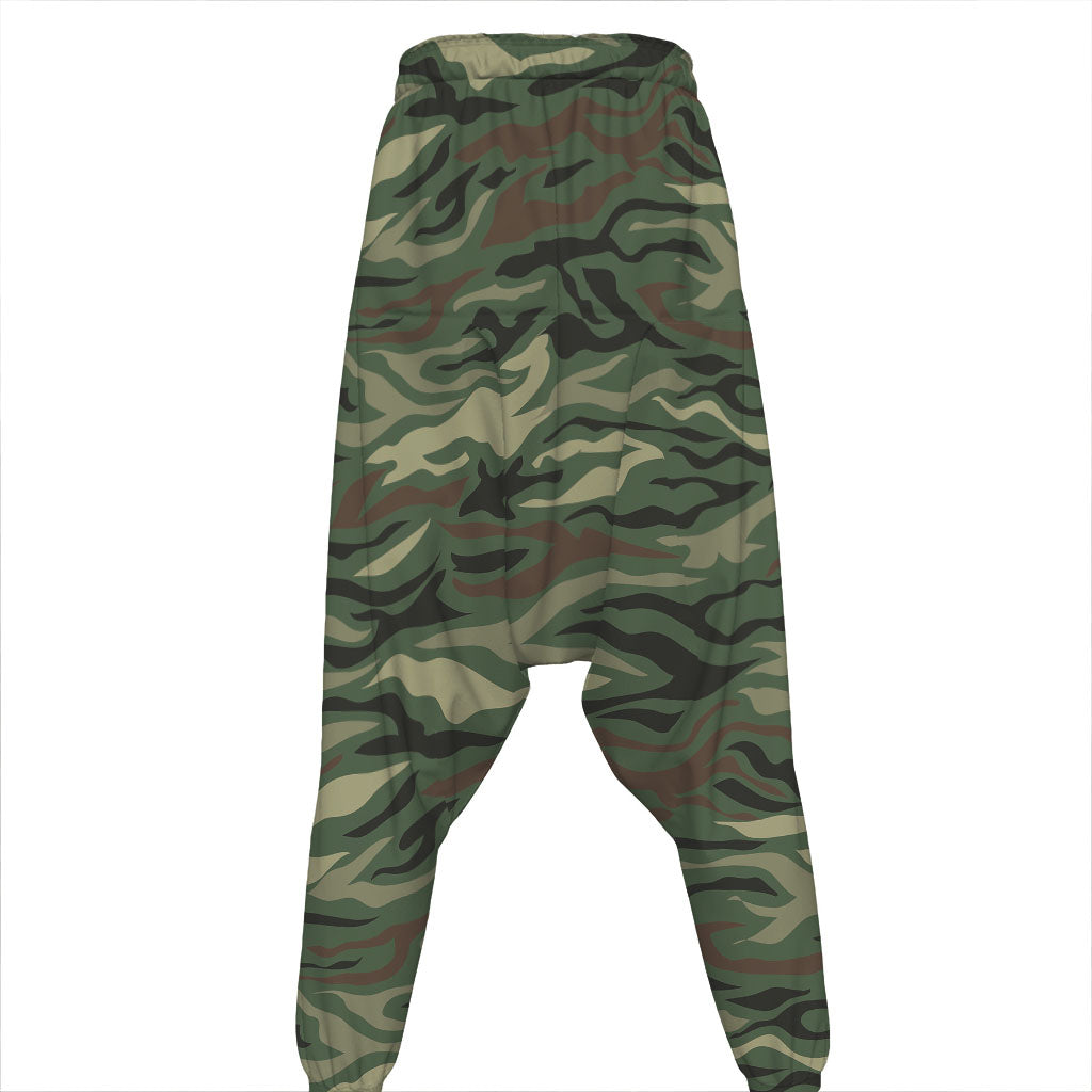 Green Camo Zebra Pattern Print Hammer Pants