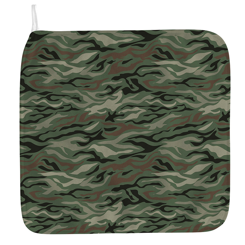 Green Camo Zebra Pattern Print Hand Towel