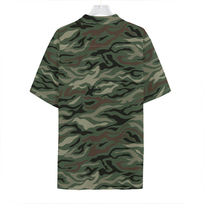 Green Camo Zebra Pattern Print Hawaiian Shirt