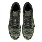Green Camo Zebra Pattern Print High Top Leather Sneakers