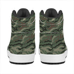 Green Camo Zebra Pattern Print High Top Leather Sneakers