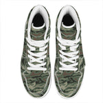 Green Camo Zebra Pattern Print High Top Leather Sneakers