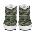 Green Camo Zebra Pattern Print High Top Leather Sneakers