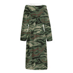 Green Camo Zebra Pattern Print Hooded Bathrobe